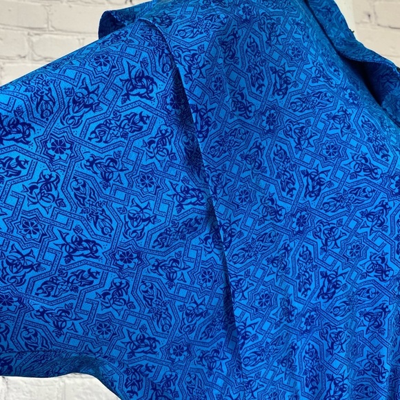 Liz Claiborne Geometric Vintage Shirt Dress Blue size Medium - Picture 12 of 16